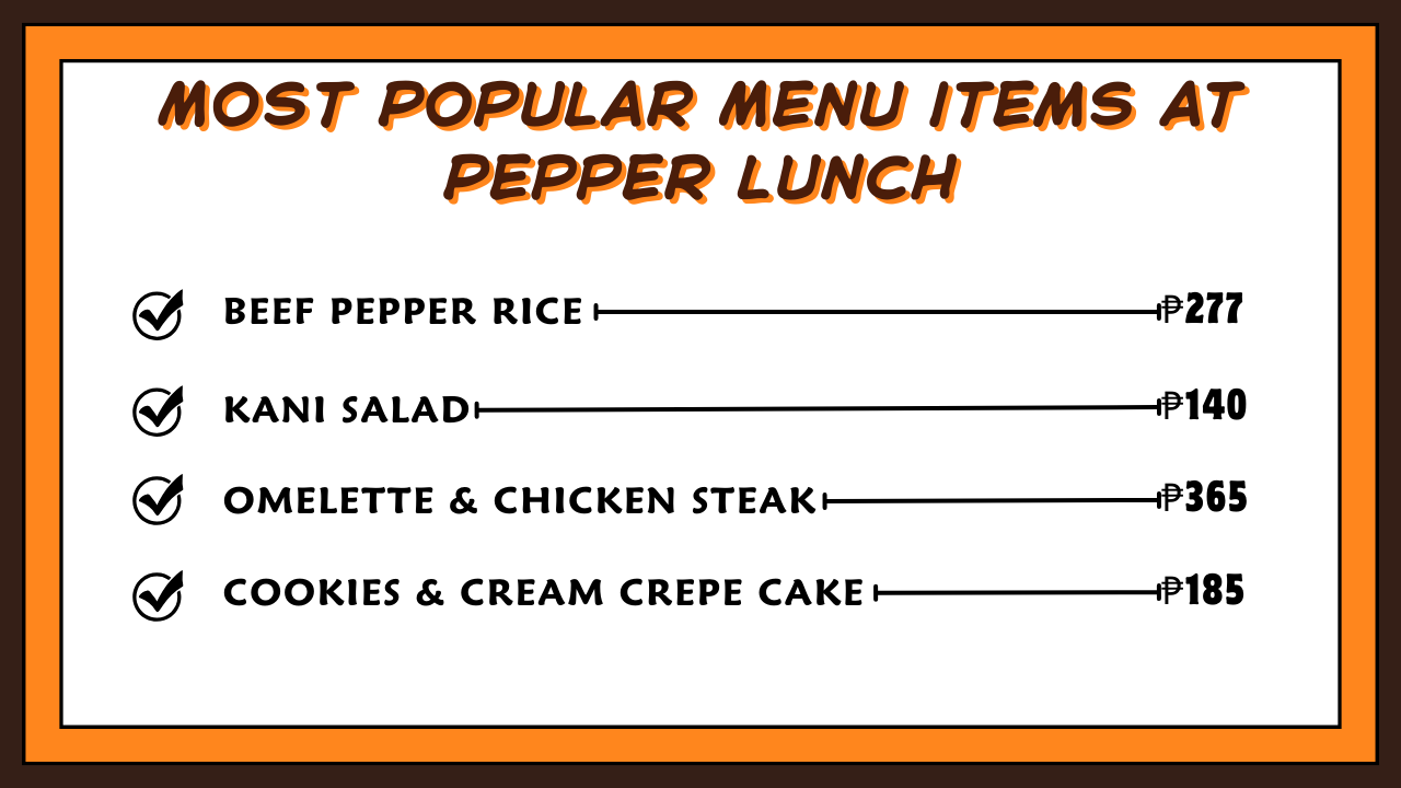 Pepper Lunch Menu Prices In The Philippines 2 Most Popular Menu items at Pepper Lunch