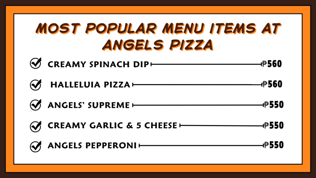 Most Popular Menu items at Angels Pizza Philippines